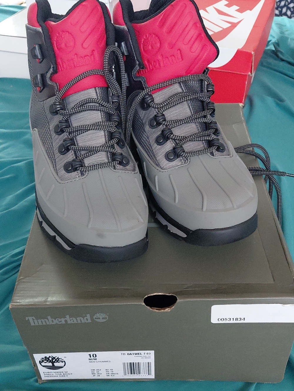 Timberland Mens Gray and Pink Waterproof Winter Duck Boots